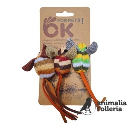 BLISTER 3 RATONES TELA CATNIP