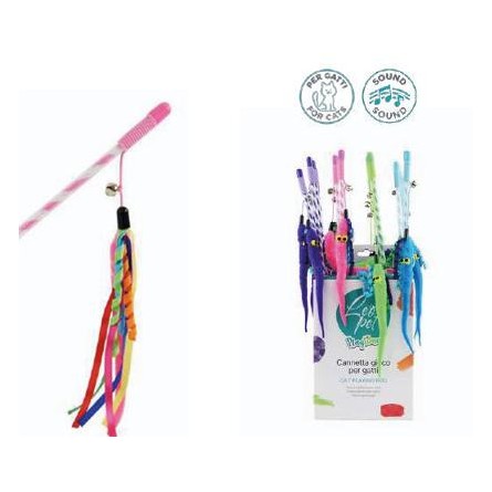 CAÑITA COLOREADA CON LARGAS TIRAS Y PELUCHE